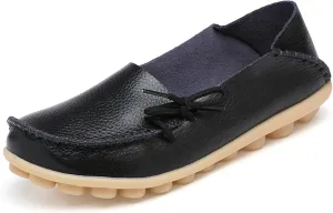 Solaud Women's Driving Moccasins Loafers Casual Round Toe Soft Comfortable Leather Loafers Breathable Slip On Walking Shoes