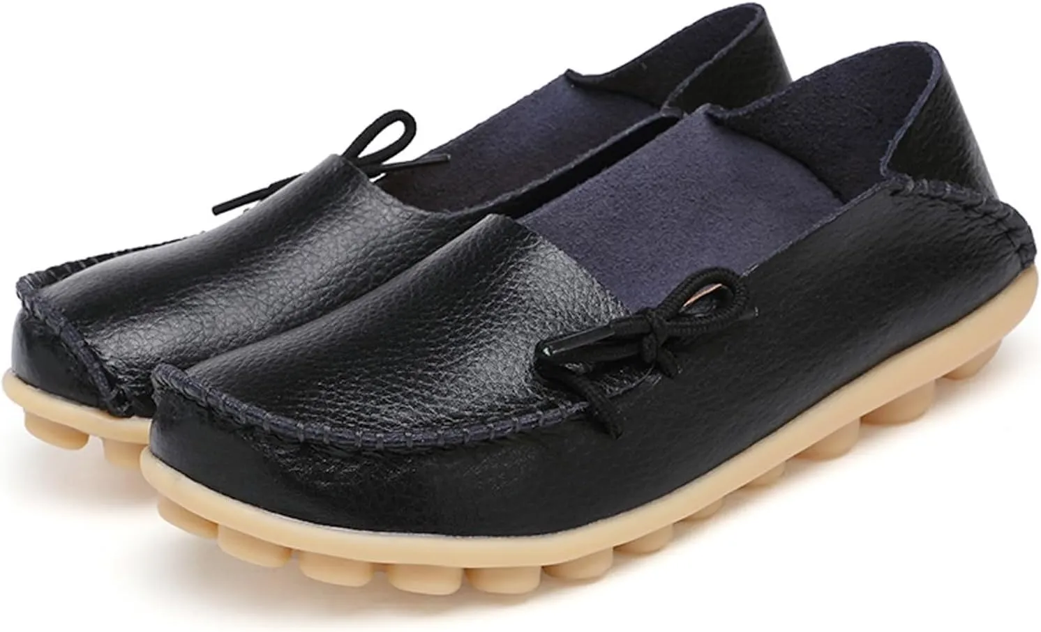 Solaud Women's Driving Moccasins Loafers Casual Round Toe Soft Comfortable Leather Loafers Breathable Slip On Walking Shoes