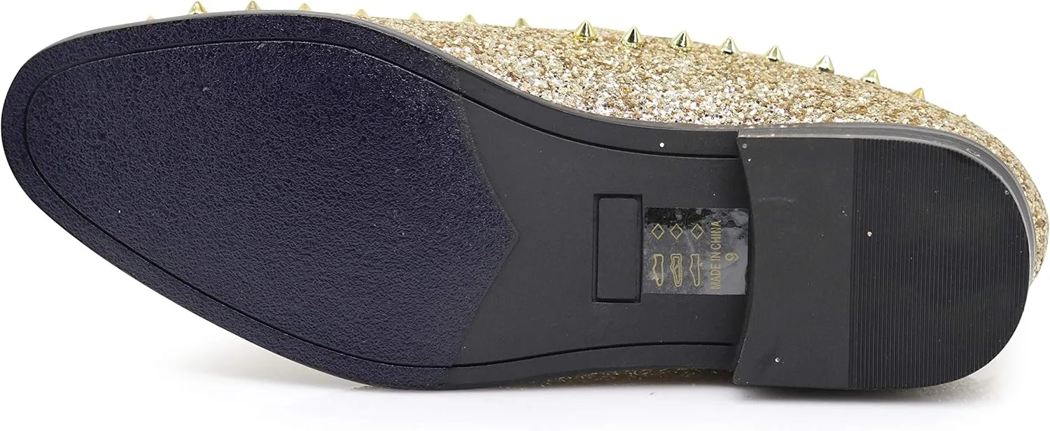 SPK09 Men's Vintage Spike Dress Loafers Slip On Fashion Shoes Classic Tuxedo Dress Shoes
