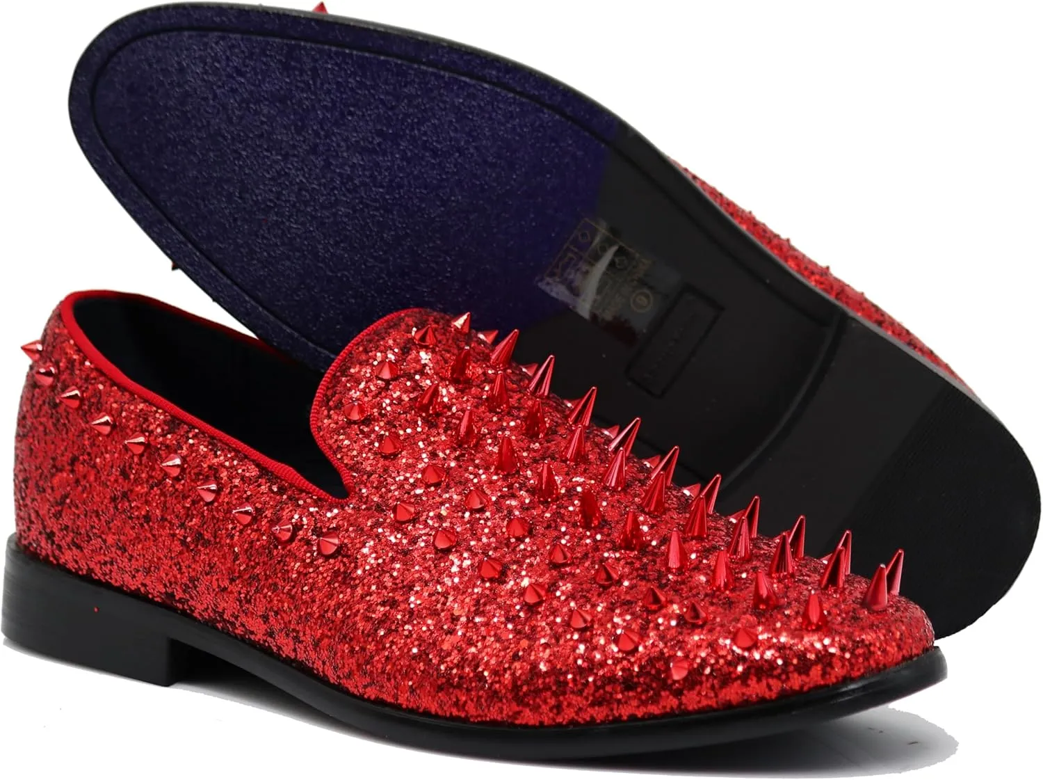 SPK16 Men's Vintage Spike Dress Loafers Slip On Fashion Shoes Classic Tuxedo Dress Shoes
