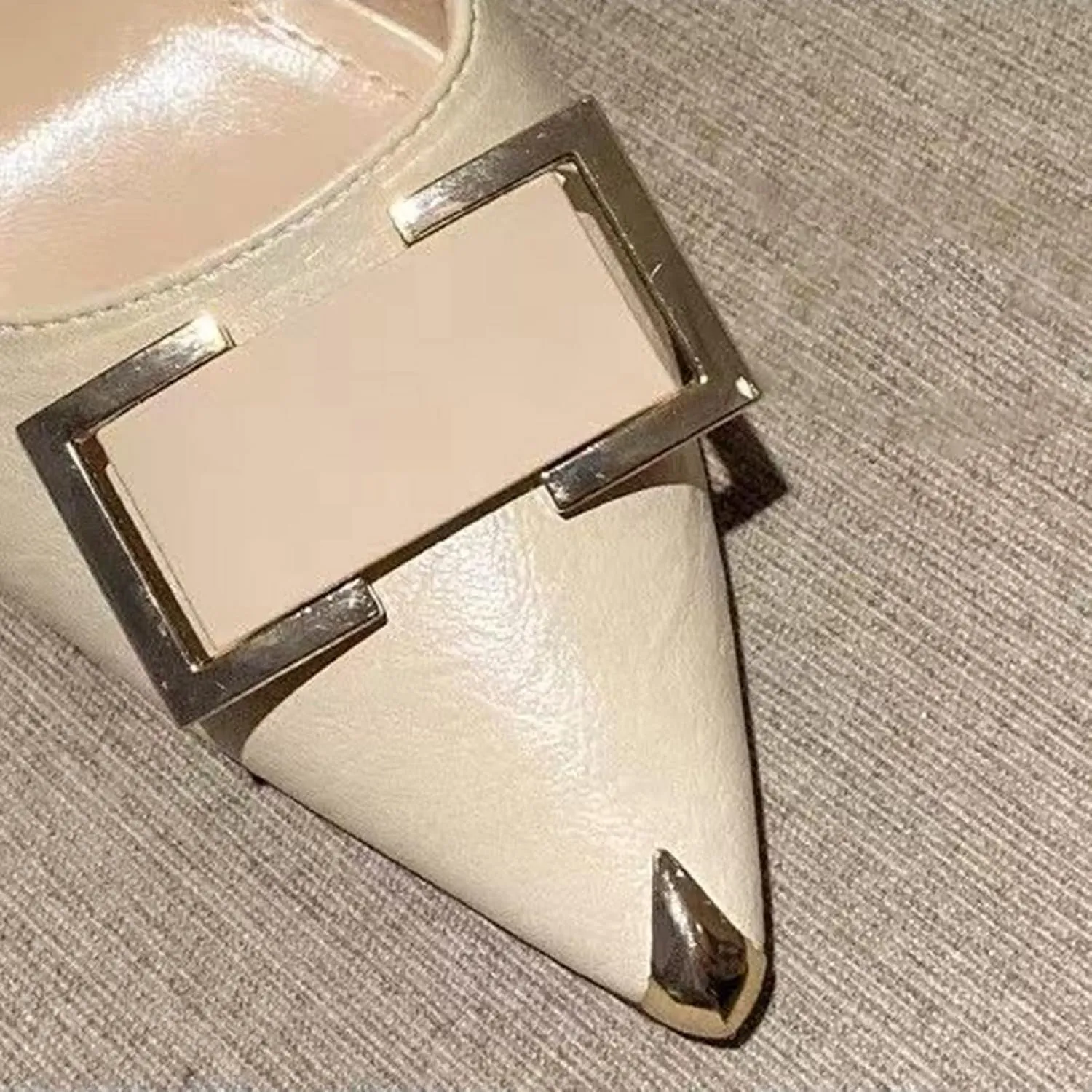 Spring and Summer Pointed Toe French Fashion Thin Mid Heel Lightweight Shoes Sandal Wedges Size 6