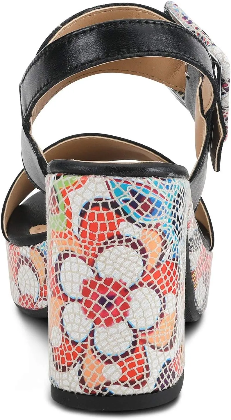 Spring Step Azucar Women's Sandal with Leather Upper and Mosaic Block Heel
