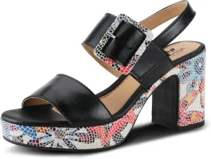 Spring Step Azucar Women's Sandal with Leather Upper and Mosaic Block Heel