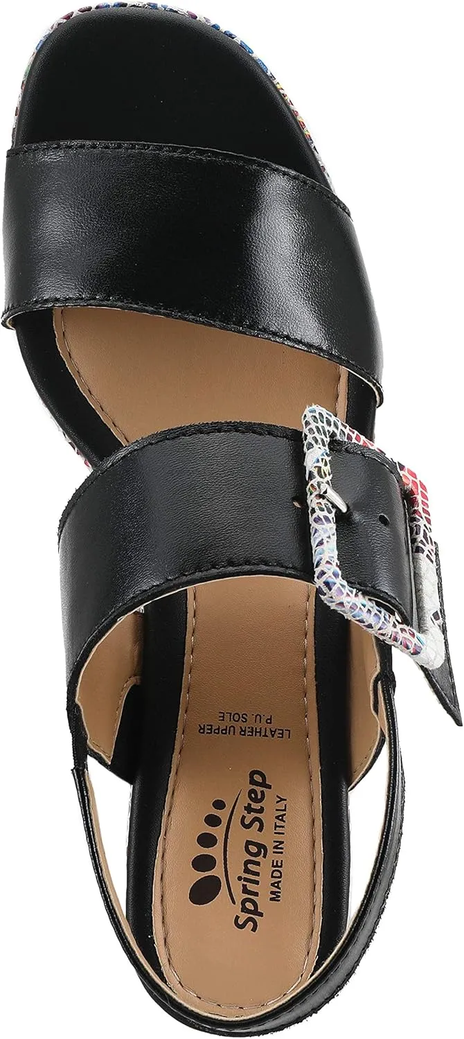 Spring Step Azucar Women's Sandal with Leather Upper and Mosaic Block Heel