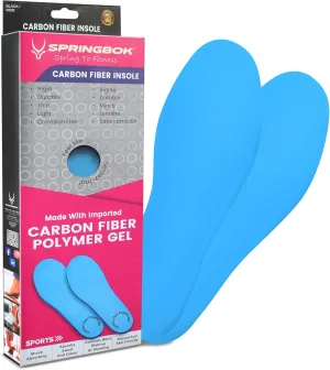 SPRINGBOK Carbon Fiber Polymer Gel Insoles | Non Slip Comfort Sports Insole | Soft Glide Performance Insoles | Cushioning Shoe Insoles for Feet Relief (XL/M/L) (X-Large) (Blue, Large)