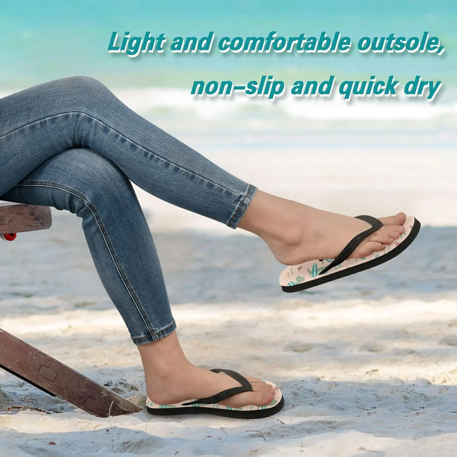 SPRIPORT Cartoon Crocodile Surfboard Slim Flip Flops for Women Men Comfortable Casual Thong Cushion Sandals with Non-Slip Rubber Sole Outdoor Sandals for Beach Summer Walking
