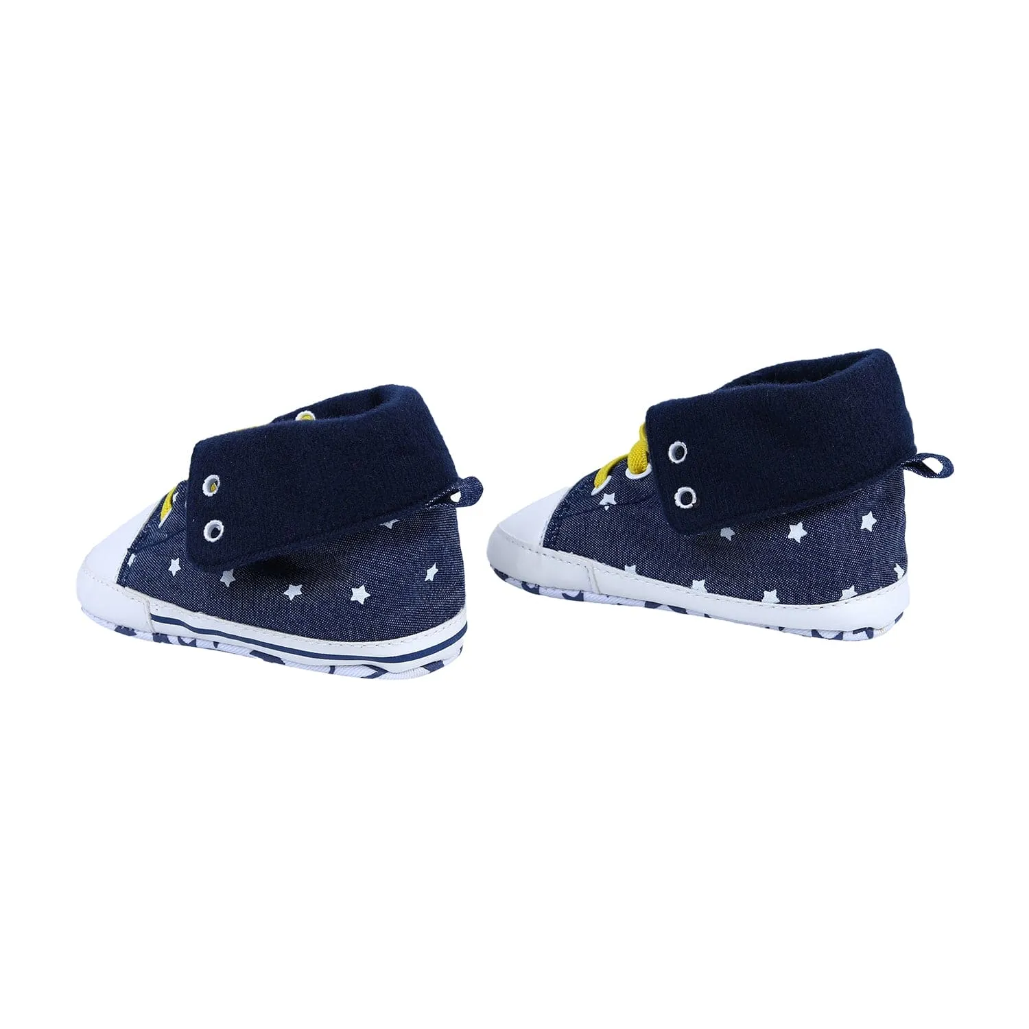 Star High Top Foldable Denim Casual Sneaker Booties - Blue