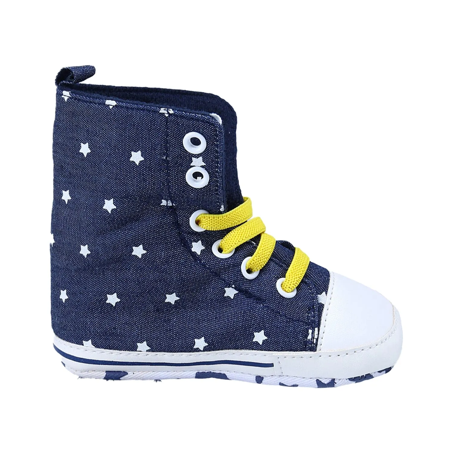 Star High Top Foldable Denim Casual Sneaker Booties - Blue