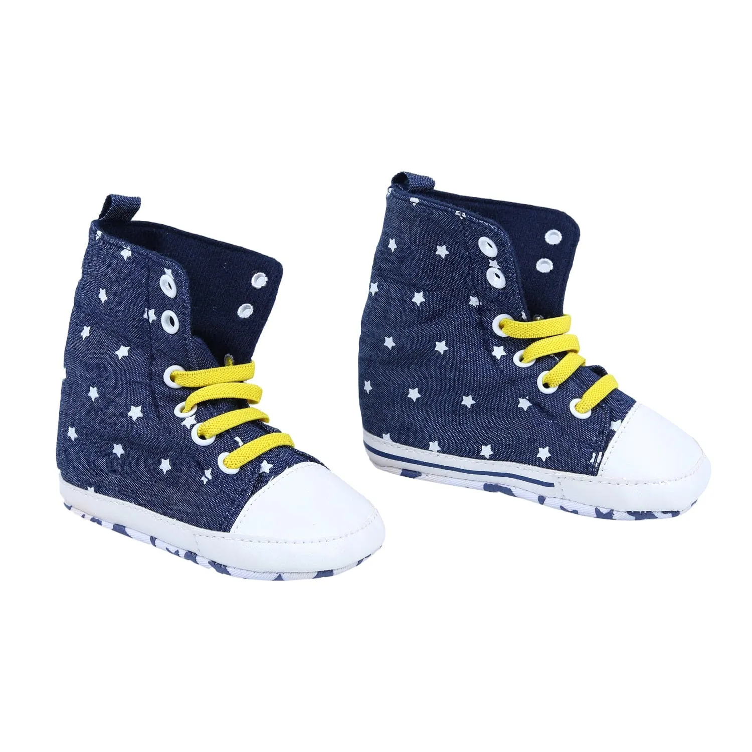 Star High Top Foldable Denim Casual Sneaker Booties - Blue