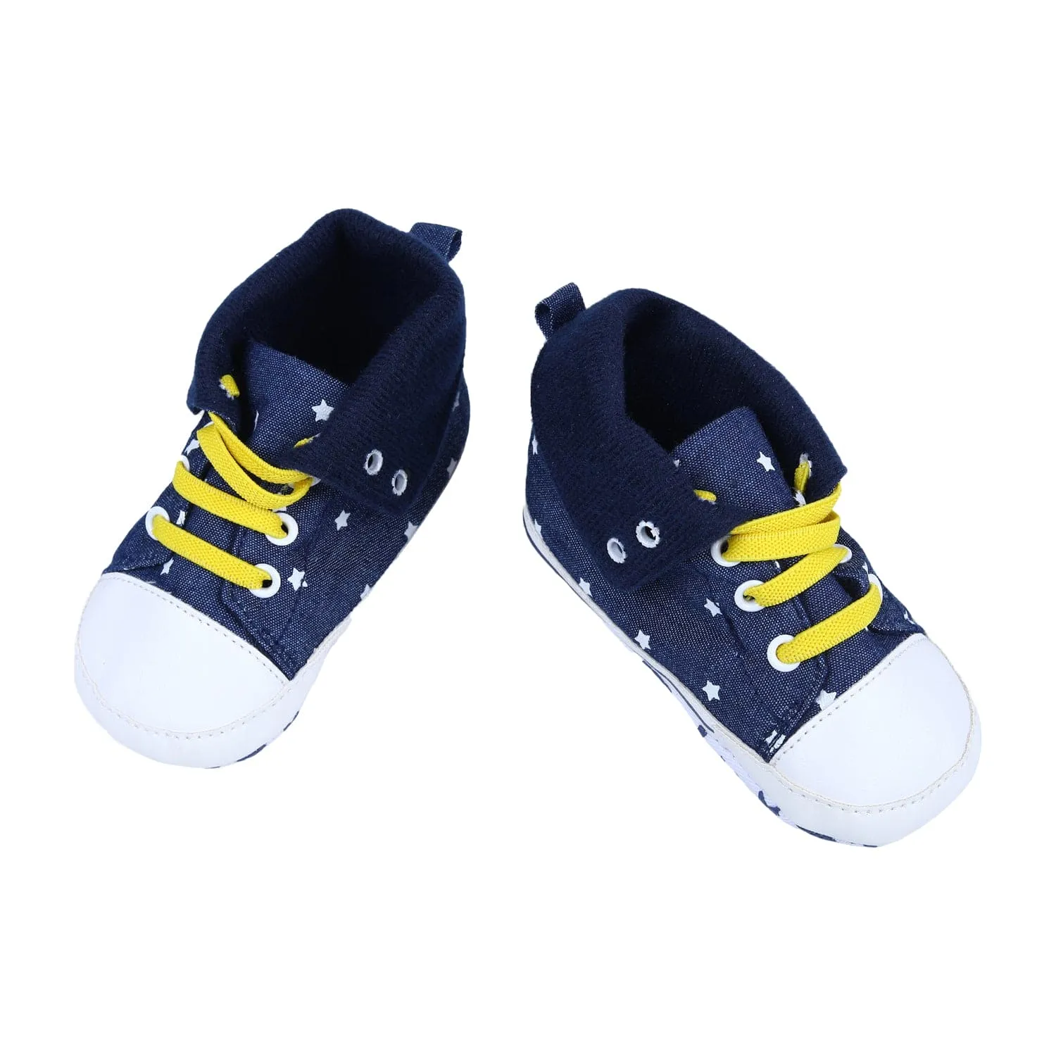 Star High Top Foldable Denim Casual Sneaker Booties - Blue