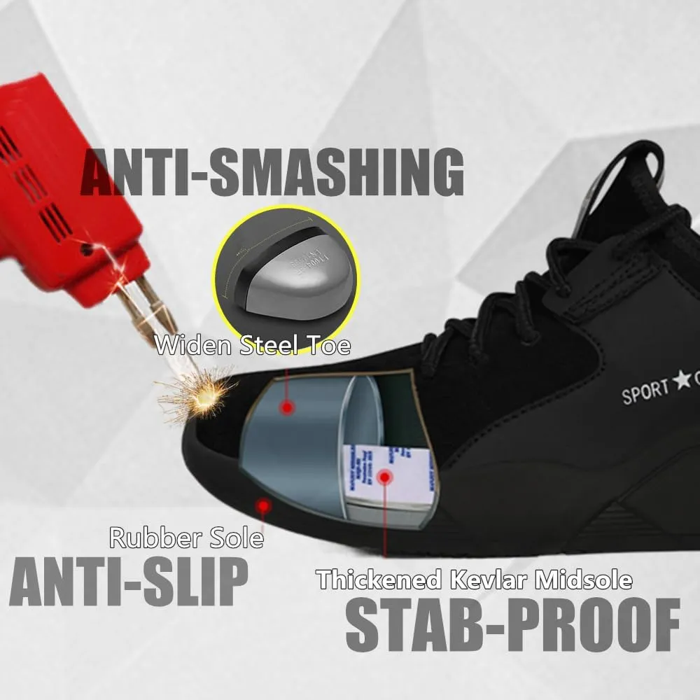 Steel Toe Safety Shoes for Men Women Work Sneakers Breathable Lightweight Industrial & Construction Shoe