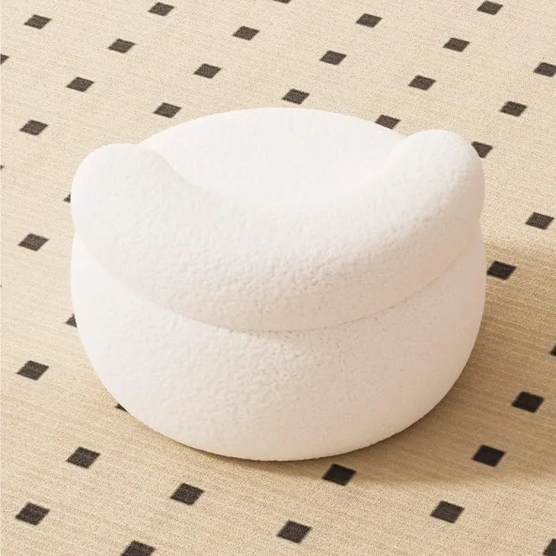 Storage Bench Sofa Stool Household Small Stool Backrest Chair Round Stool Lambskin Soft Bag Low Stool Small Stool Shoe Stool Entryway Furniture(D)
