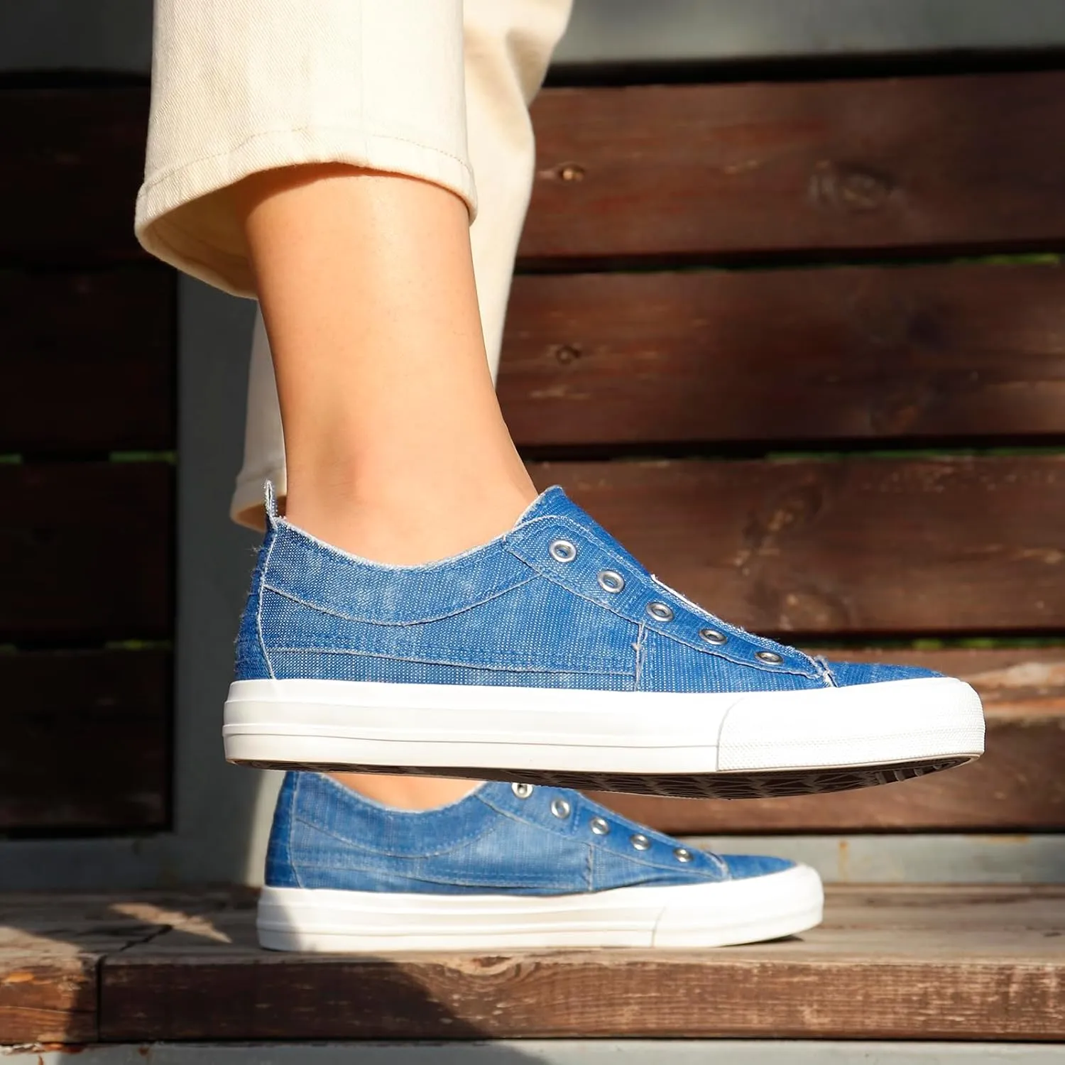 STQ Slip On Shoes Women Casual Canvas Sneakers