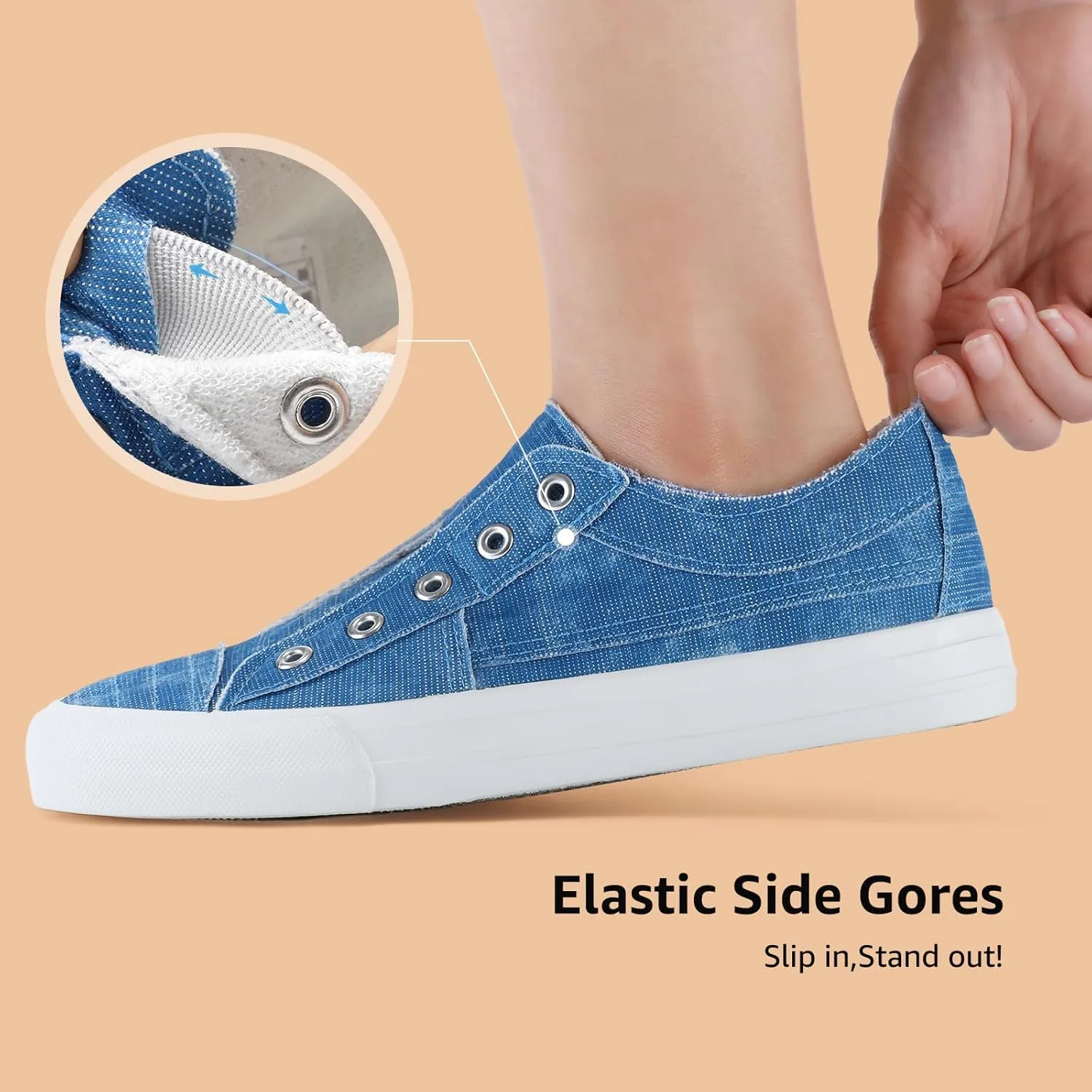 STQ Slip On Shoes Women Casual Canvas Sneakers