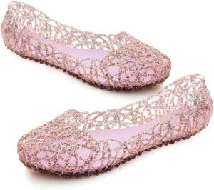 Stunner Women's Beach Jelly Shoes Slip On Crystal Summer Soft Hollow Ballet Flats
