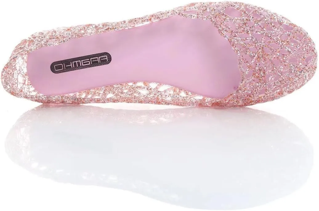 Stunner Women's Beach Jelly Shoes Slip On Crystal Summer Soft Hollow Ballet Flats