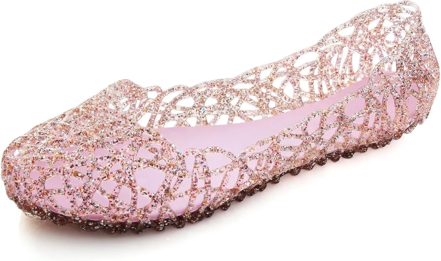 Stunner Women's Beach Jelly Shoes Slip On Crystal Summer Soft Hollow Ballet Flats