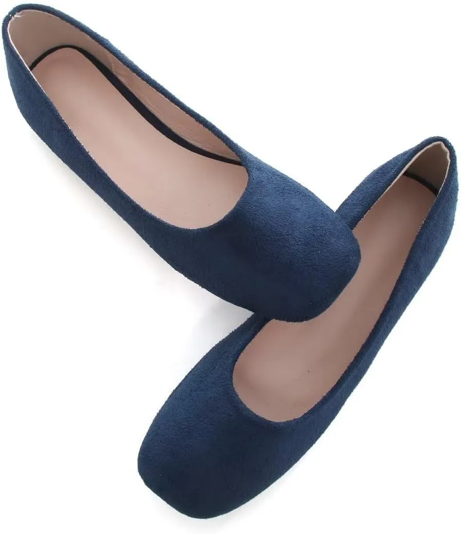 Stunner Women's Comfortable Slip On Ballet Shoes Square Toe Dress Flats Soft Walking Flats
