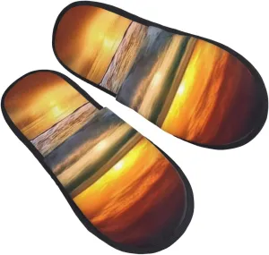 Sunset beach Printed Slippers Cozy Indoor Slide Unisex House Slippers Soft Plush Slip-on Slippers