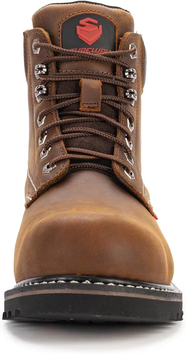 SUREWAY 6” Mens Soft Toe Work Boots for Men,Goodyear Welt,Extremely Comfortable Durable Proved,Superior Oil/Slip Resistant,Thicker Full Grain Leather,EH Safety Industrial Construction Boots
