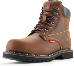 SUREWAY 6” Mens Soft Toe Work Boots for Men,Goodyear Welt,Extremely Comfortable Durable Proved,Superior Oil/Slip Resistant,Thicker Full Grain Leather,EH Safety Industrial Construction Boots