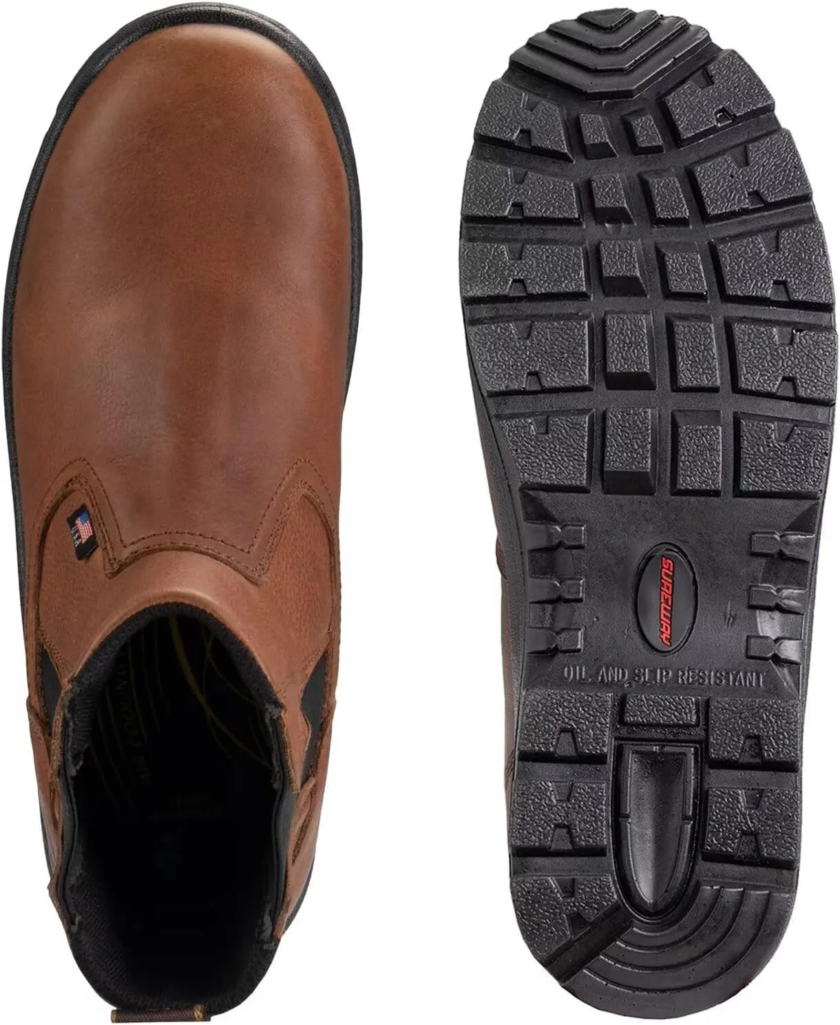 SUREWAY Men's Slip On Work Boots for Men-Soft Toe,Upgraded Slip/Water Resistant,Soft Toe,Anti-Static,Fire Station Mechanic Insulated Boots/Shoes