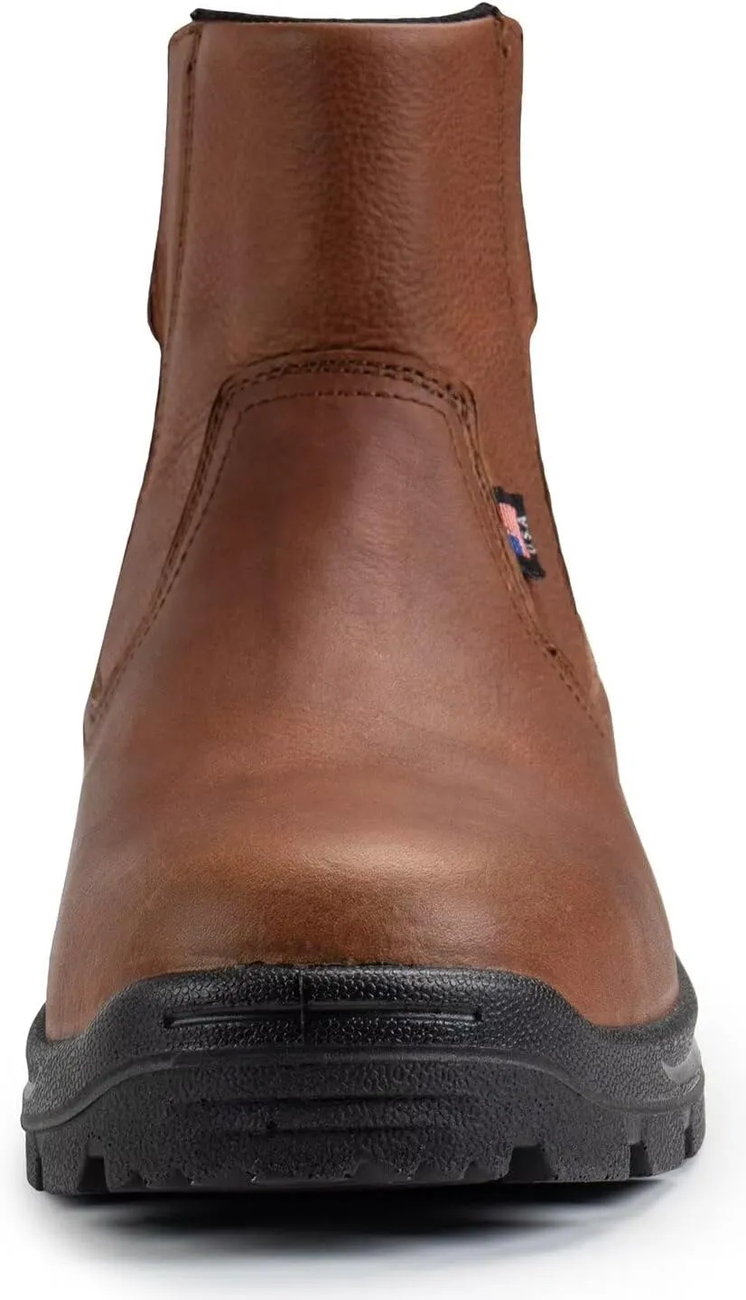 SUREWAY Men's Slip On Work Boots for Men-Soft Toe,Upgraded Slip/Water Resistant,Soft Toe,Anti-Static,Fire Station Mechanic Insulated Boots/Shoes