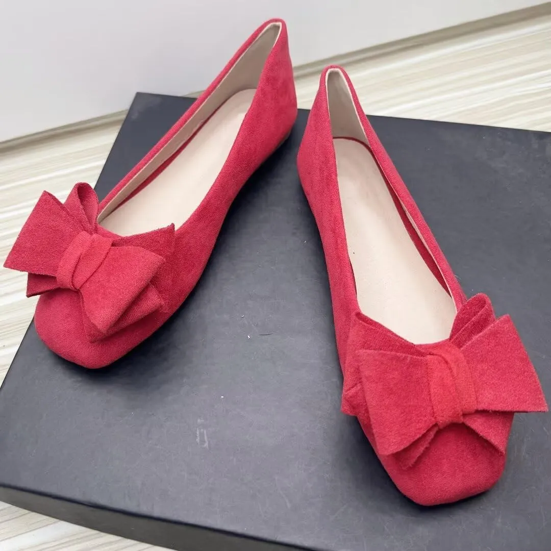 TANGNEST Women Cute Bowknot Flats Soft Slip On Dress Comfort Square Toe Flats