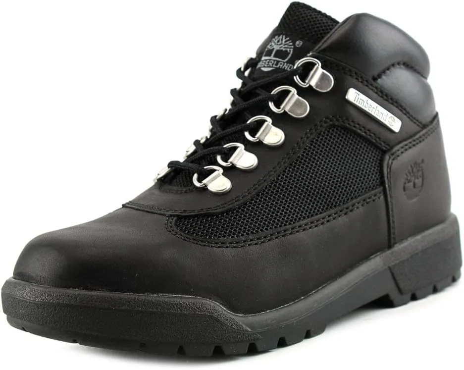 Timberland Kids Black Smooth Field Boot Junior 7.0 US Big Kid