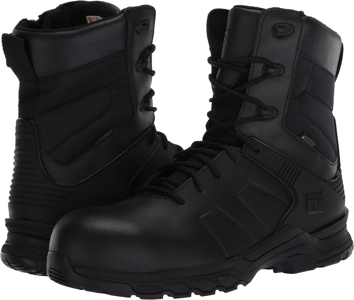 Timberland PRO Men's Hypercharge 8 Inch Composite Safety Toe Puncture Resistant Side-Zip Waterproof Tactical Duty Uniform Work