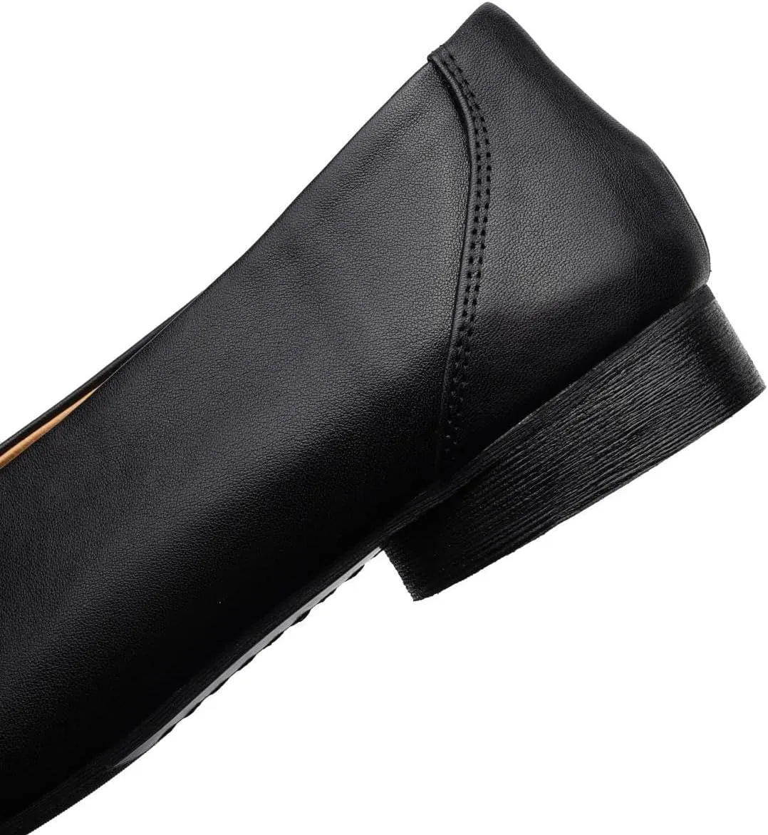 TinaCus Women's Soft Leather Round Toe Plitate Slip On Outdoor Casual Flats Shoes