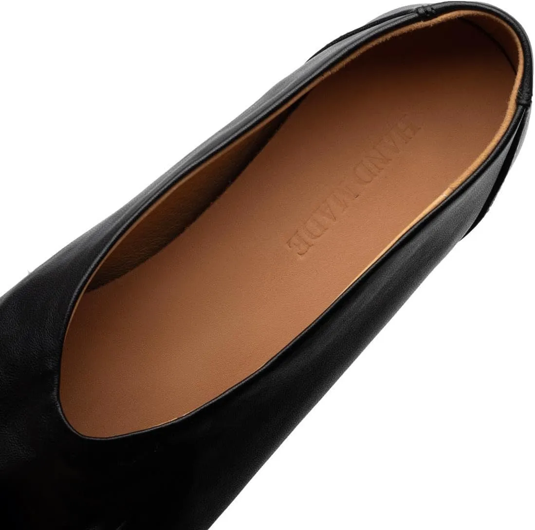 TinaCus Women's Soft Leather Round Toe Plitate Slip On Outdoor Casual Flats Shoes