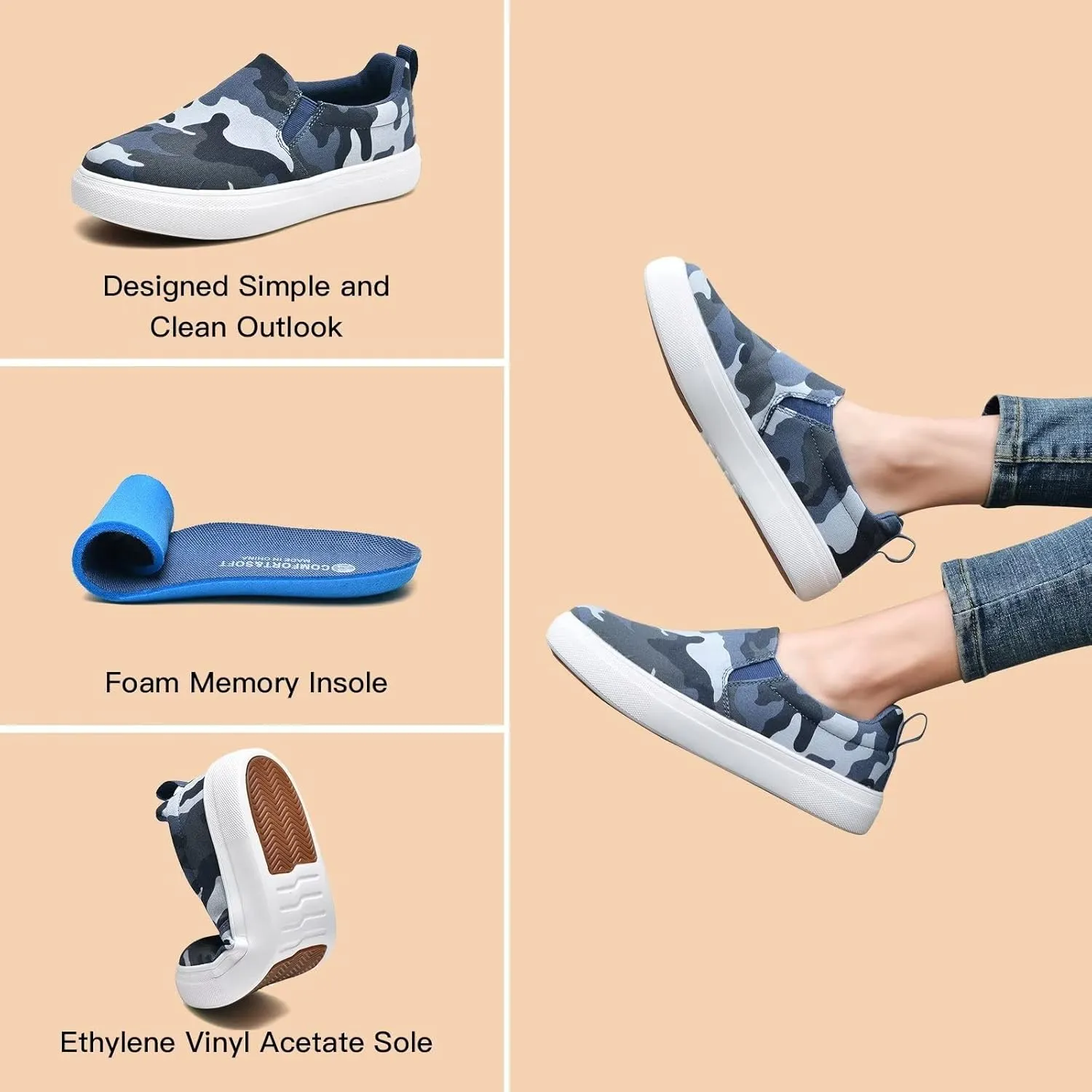TIOSEBON Women's Casual Slip On Loafer-Comfortable Tennis Deck Boat Walking Shoes