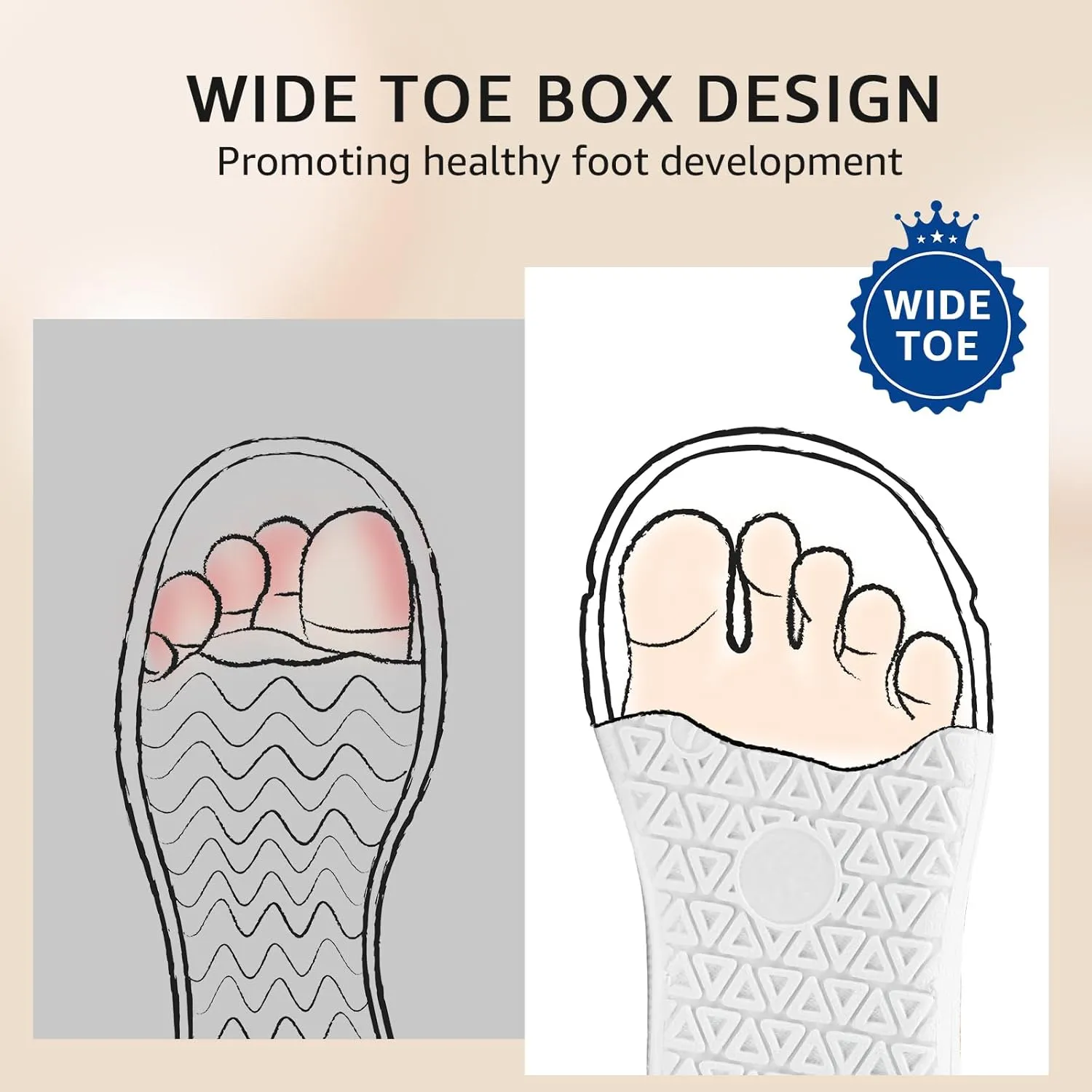 Toddler Barefoot Shoes Wide Toe Box Shoe Boys Girls Kids Walking Sneakers Non-Slip Lightweight Comfortable First Walking Tennis Outdoor Activities