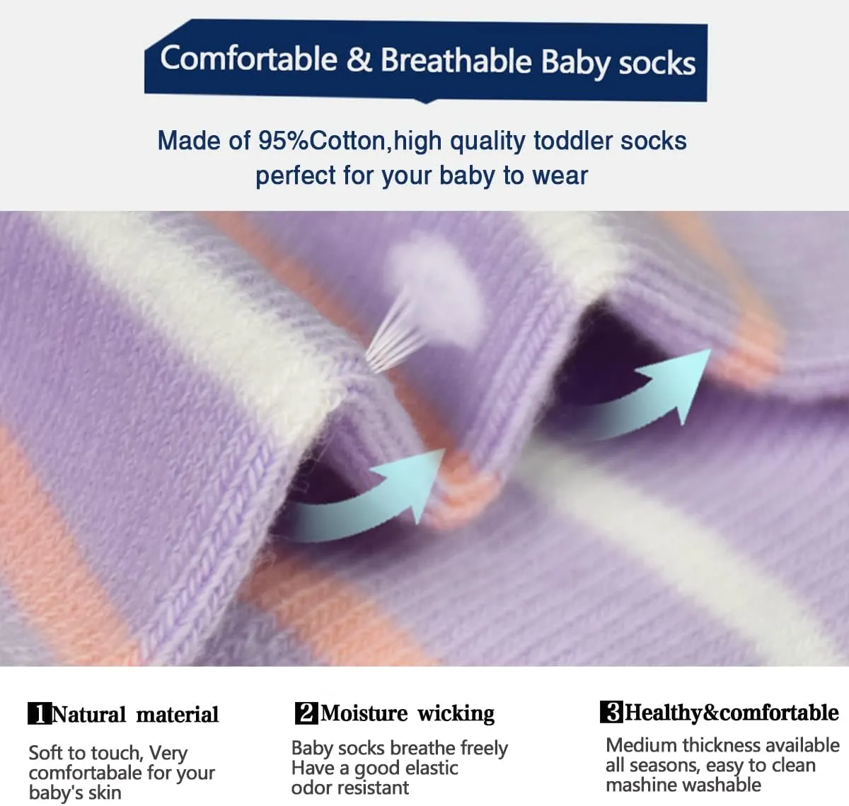 Tphon Non Slip Kids Toddler Socks with Gripper - 12 Pairs Anti Skid Socks for Boys & Girls, Ages 1-7