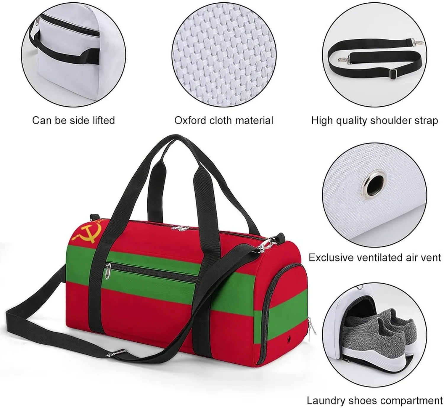 Transnistria Flag Duffle Bag for Sports Lightweight Waterproof Gym Bag with Shoe Compartment
