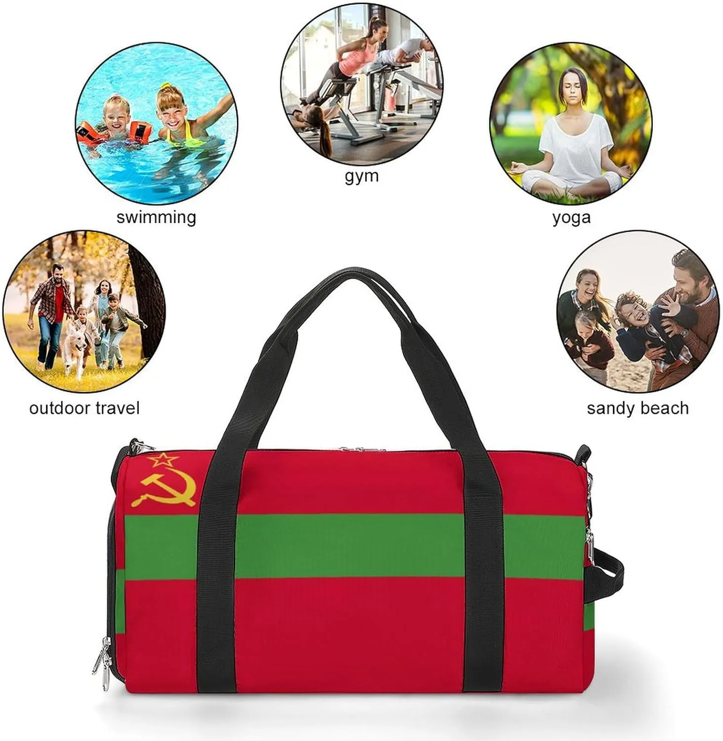 Transnistria Flag Duffle Bag for Sports Lightweight Waterproof Gym Bag with Shoe Compartment