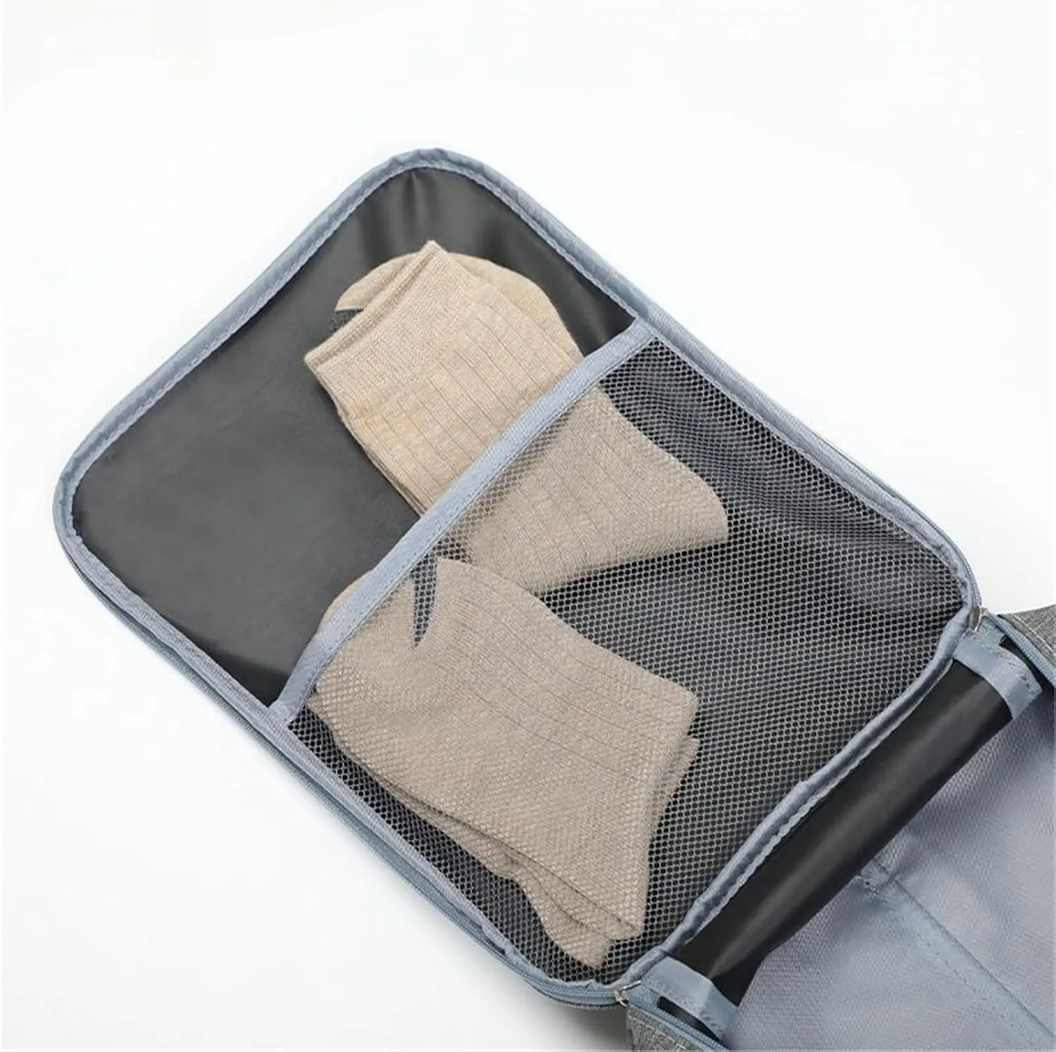Travel Shoe Organizer Bag – 3-Layer Large Capacity Waterproof Shoe Storage for Luggage, Foldable Portable Shoe Bag for Sneakers, Sandals Clothes Underwear, Gym Shoes.(Grey)