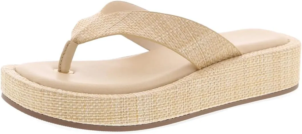 TruFox Women's Platform Flip Flops Wedge Sandals Comfortable Soft Cushion Slip on Summer Beach Thong