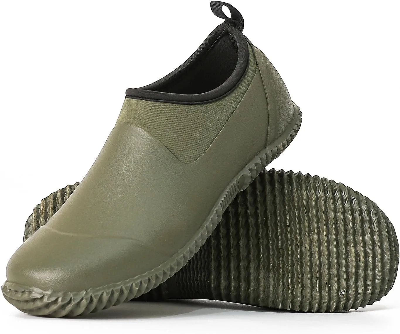 Ubon Unisex Waterproof Garden Shoes Mens Ankle Rubber Mud Rain Boots Slip On Comfortable Women Fishing, Food Service, Nursing, Walking Shoes