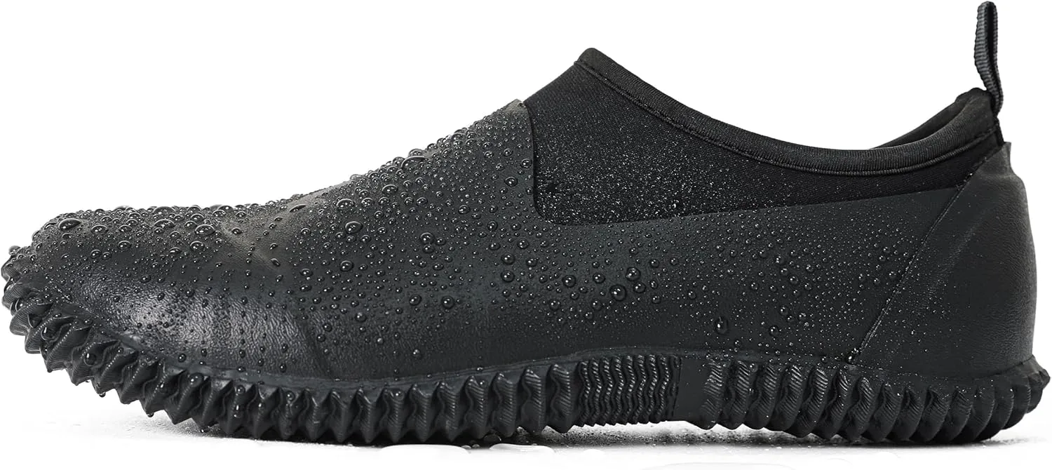 Ubon Unisex Waterproof Garden Shoes Mens Ankle Rubber Mud Rain Boots Slip On Comfortable Women Fishing, Food Service, Nursing, Walking Shoes