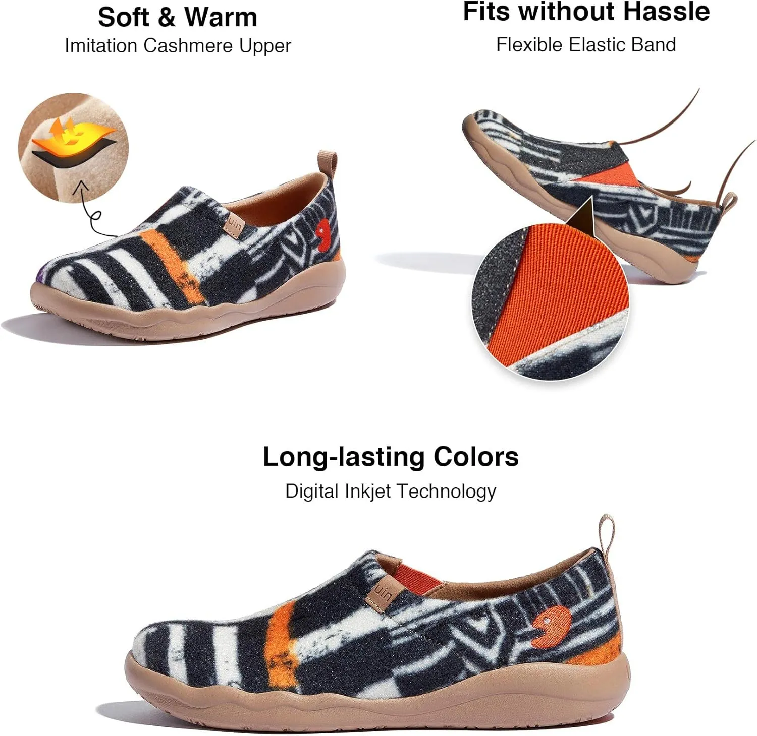 UIN Men's Art Travel Walking Shoes Slip On Casual Lightweight Wide Toe Chunky Fashion Sneaker Toledo Ⅱ