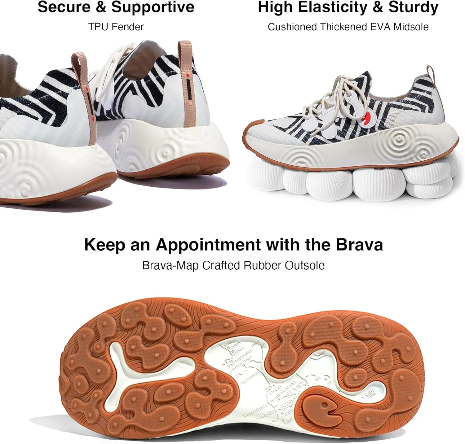 UIN Men's Platform Walking Shoes Casual Comfortable Art Painted Travel Fashion Sneaker Brava