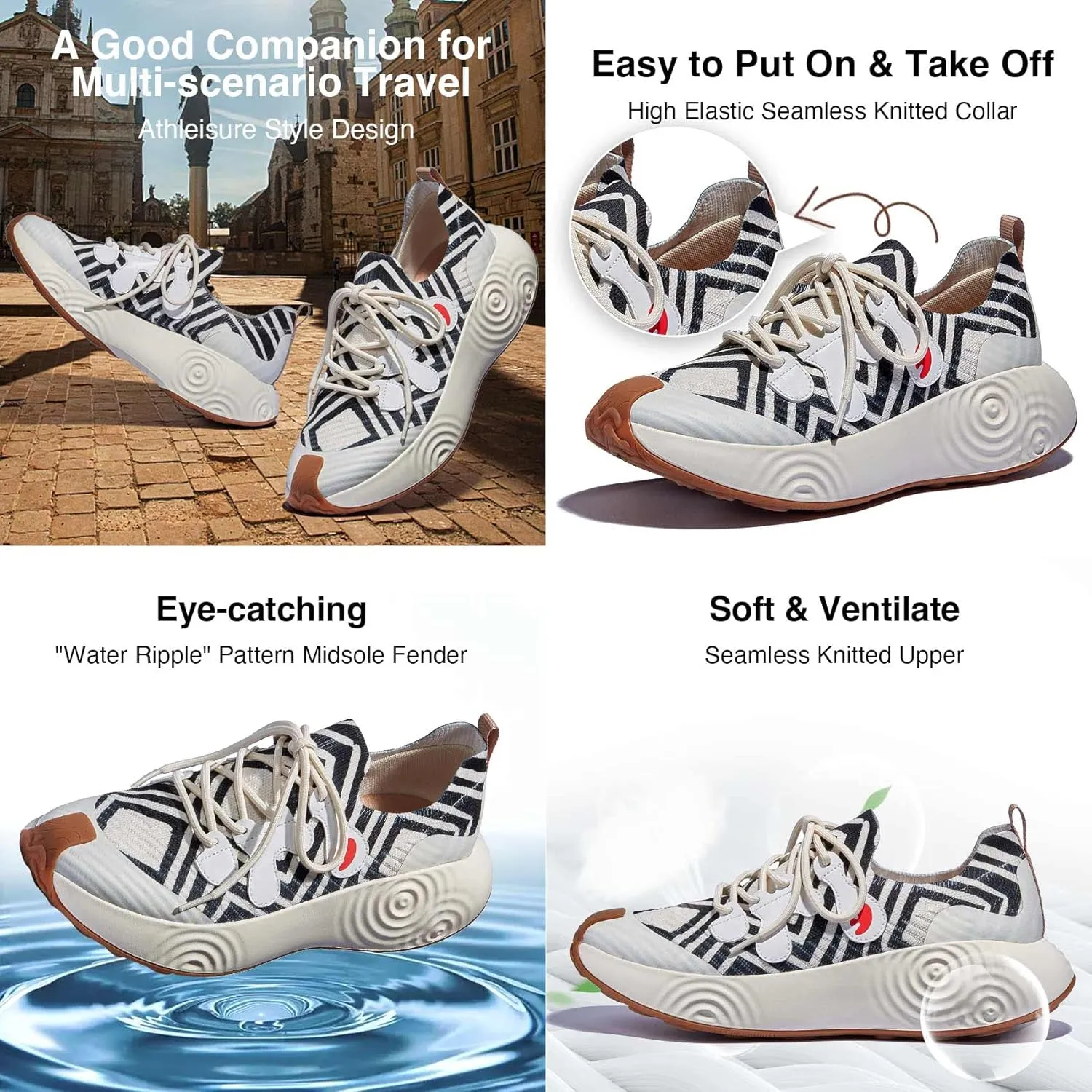 UIN Men's Platform Walking Shoes Casual Comfortable Art Painted Travel Fashion Sneaker Brava