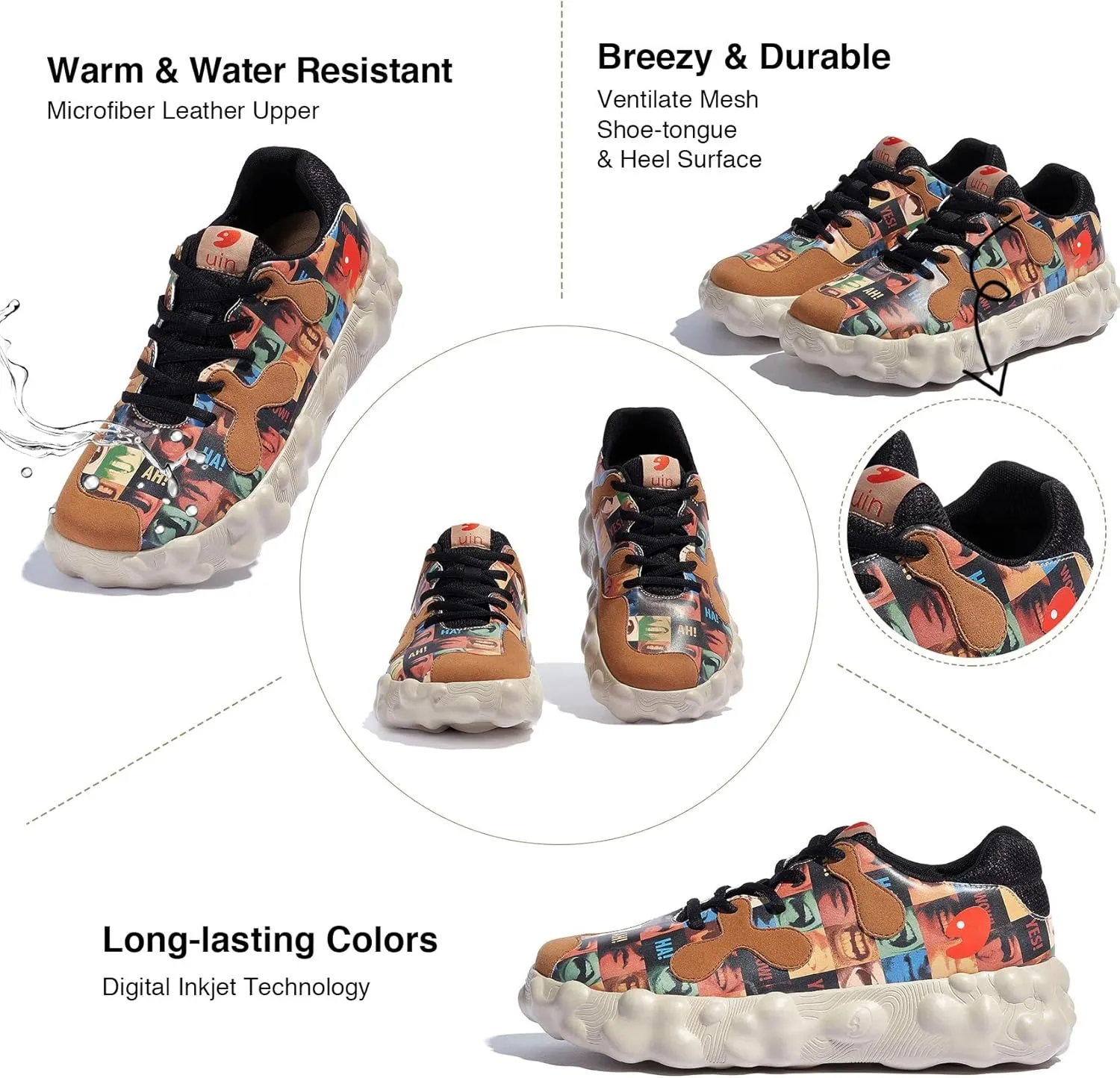 UIN Men's Walking Travel Shoes Slip On Casual Lightweight Wide Toe Chunky Fashion Sneaker FiguerasⅠ