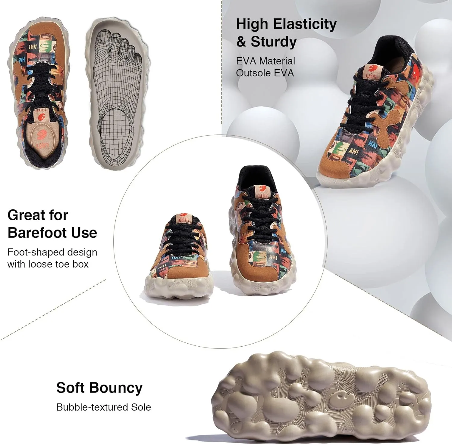 UIN Men's Walking Travel Shoes Slip On Casual Lightweight Wide Toe Chunky Fashion Sneaker FiguerasⅠ