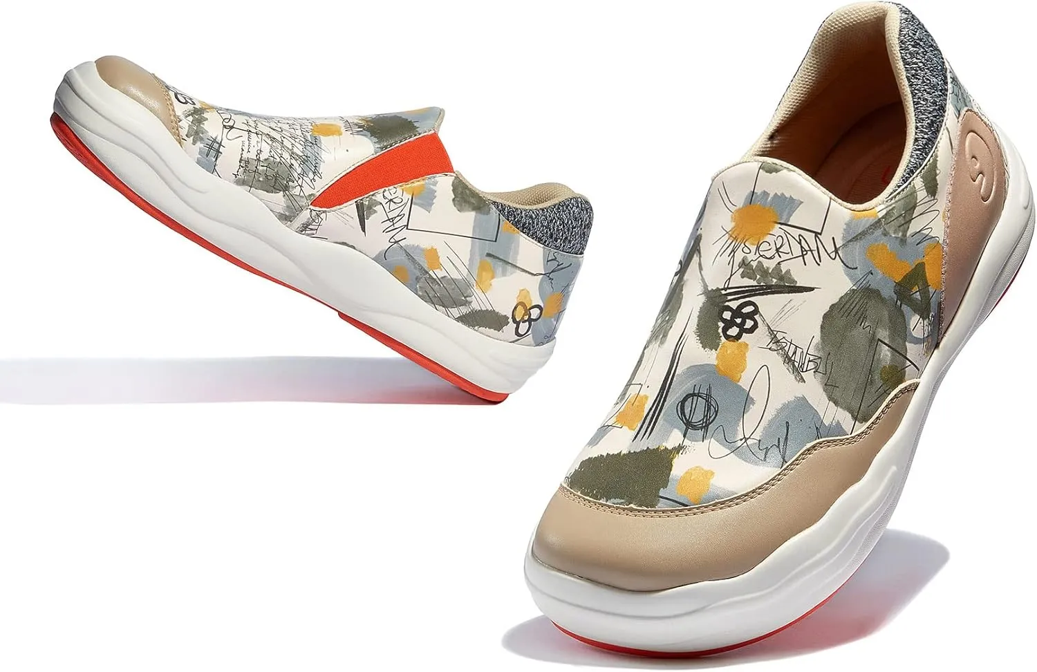 UIN Women's Fashion Platform Sneaker Slip On Walking Casual Comfortable Art Painted Travel Shoes Andalusia
