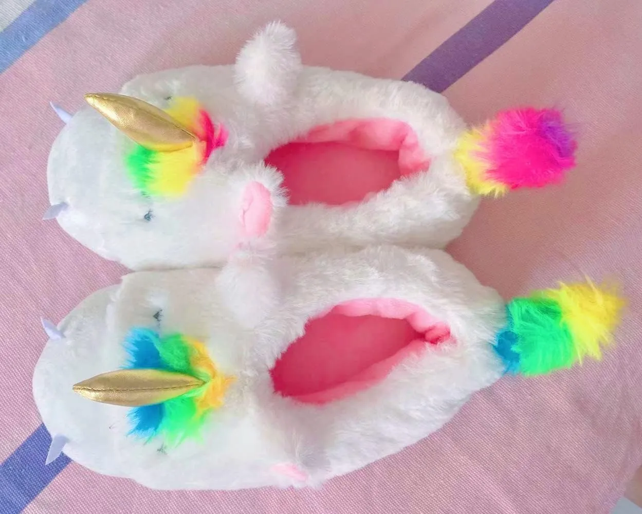Unicorn Slippers for Girls Toddler Slippers Slip on Comfortable Soft Home Shoes