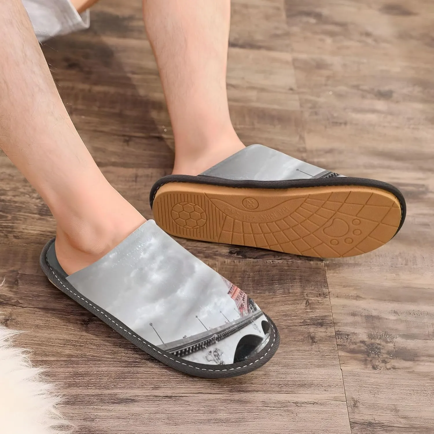 Unisex Fuzzy Foam Slippers Non-Skid Slip-on Soft Warm Sole Fleece Shoes 4-11