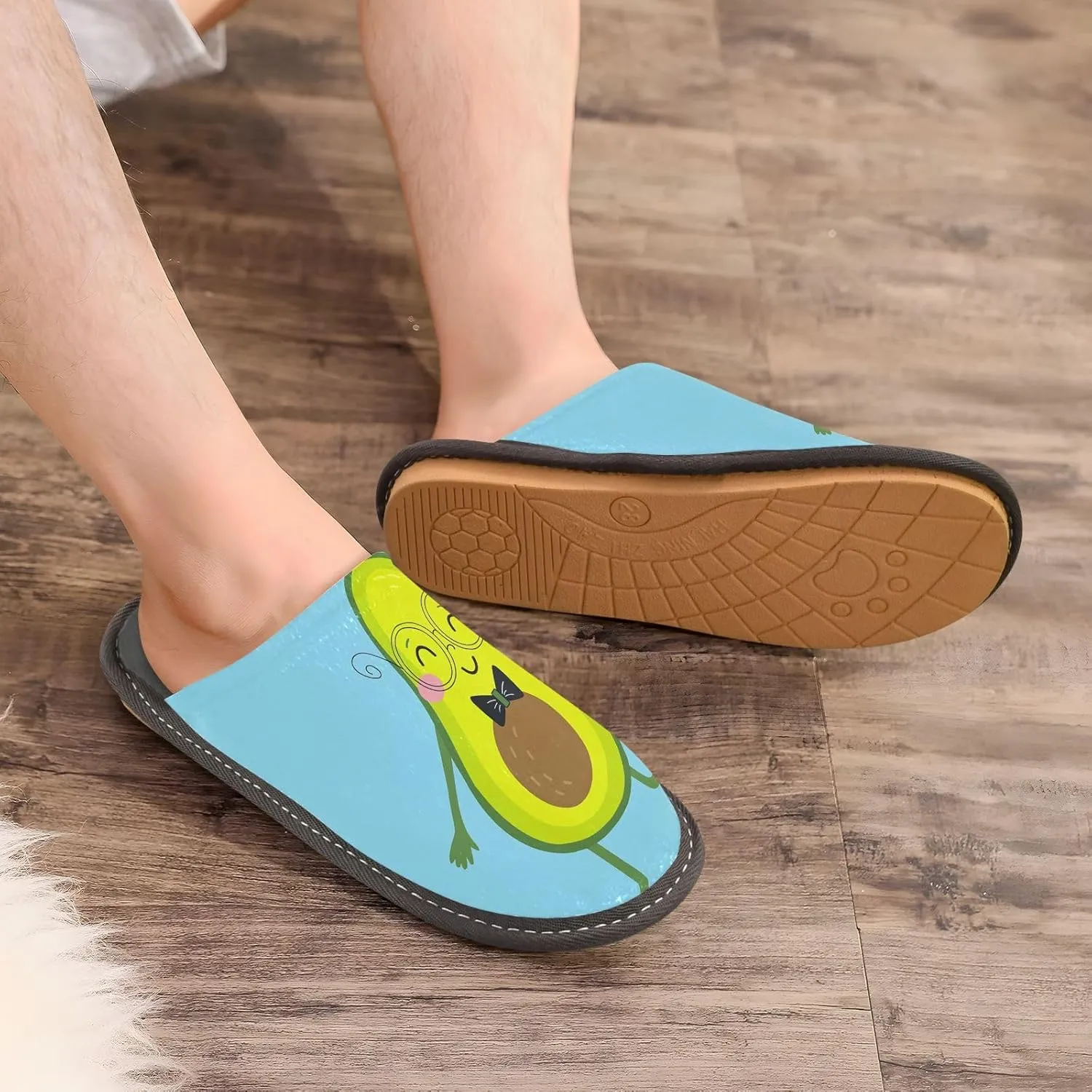 Unisex Fuzzy Foam Slippers Non-Skid Slip-on Soft Warm Sole Fleece Shoes 4-11